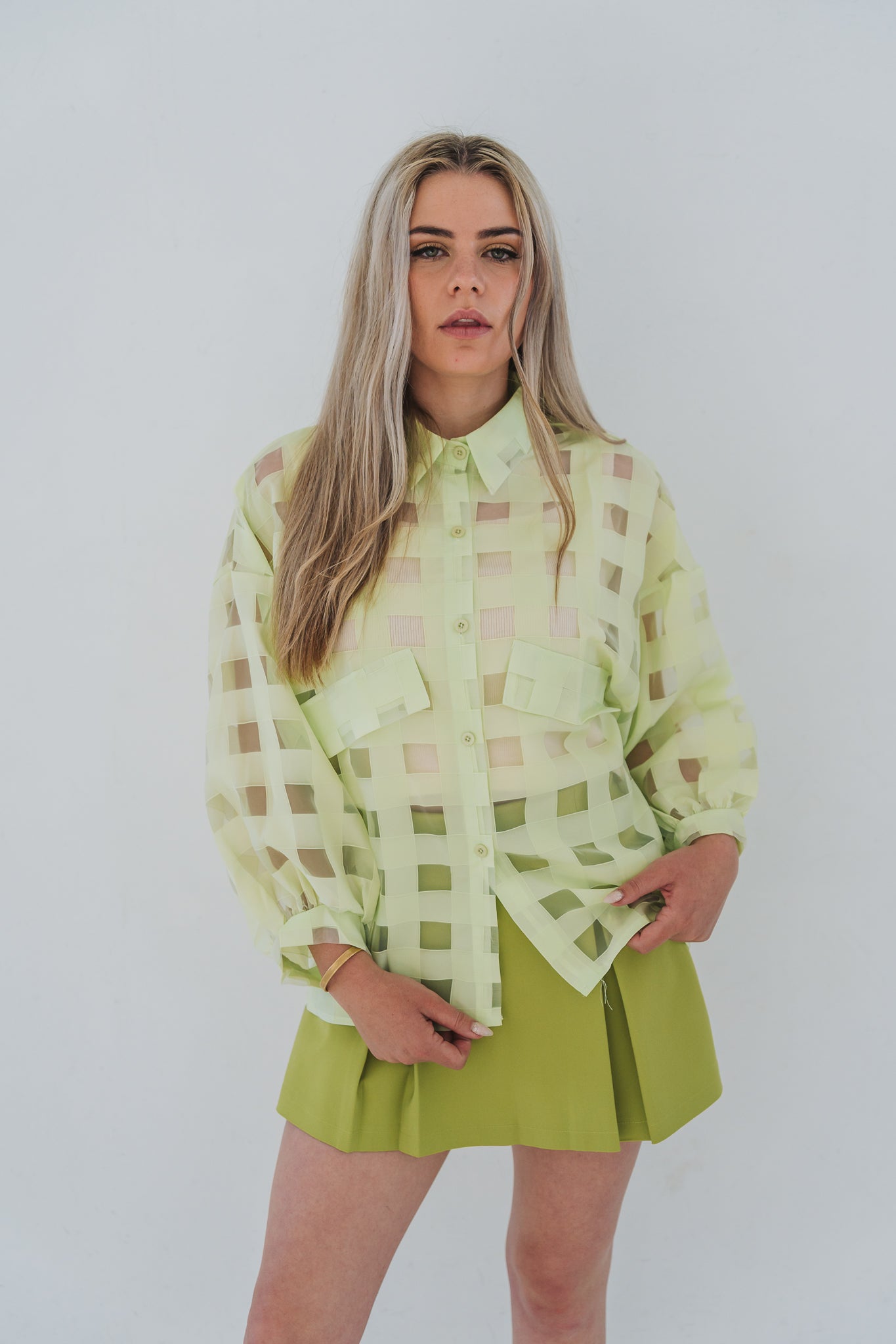 Square Blouse Lime