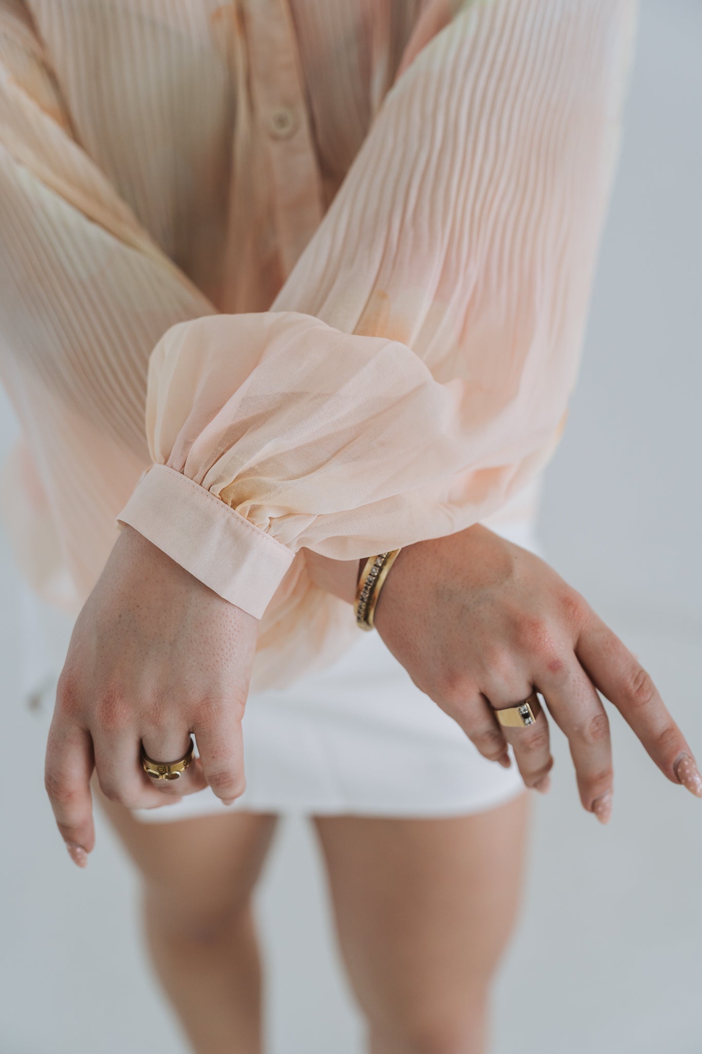 Pleat Floral Top Peach
