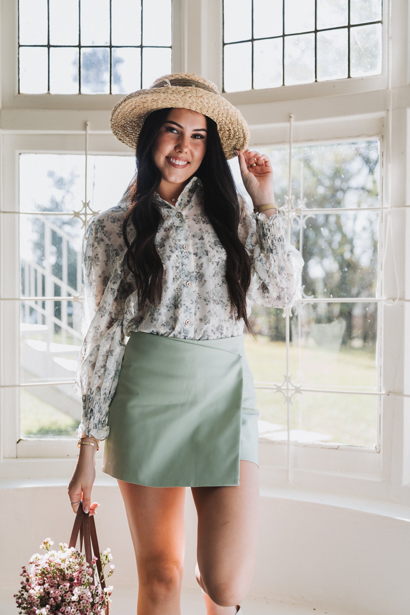 Bouquet Blouse Sage | One Size / Fits 32-36