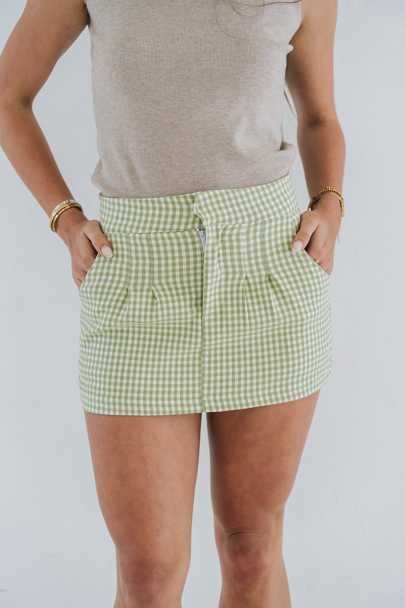 Gingham Skort Lime