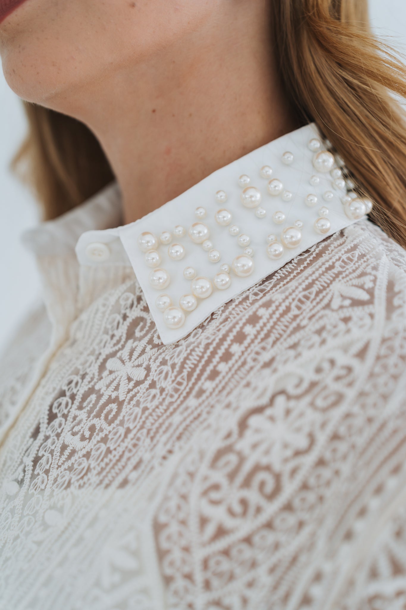 Pearly Collar Blouse | One Size / Fits 30-34