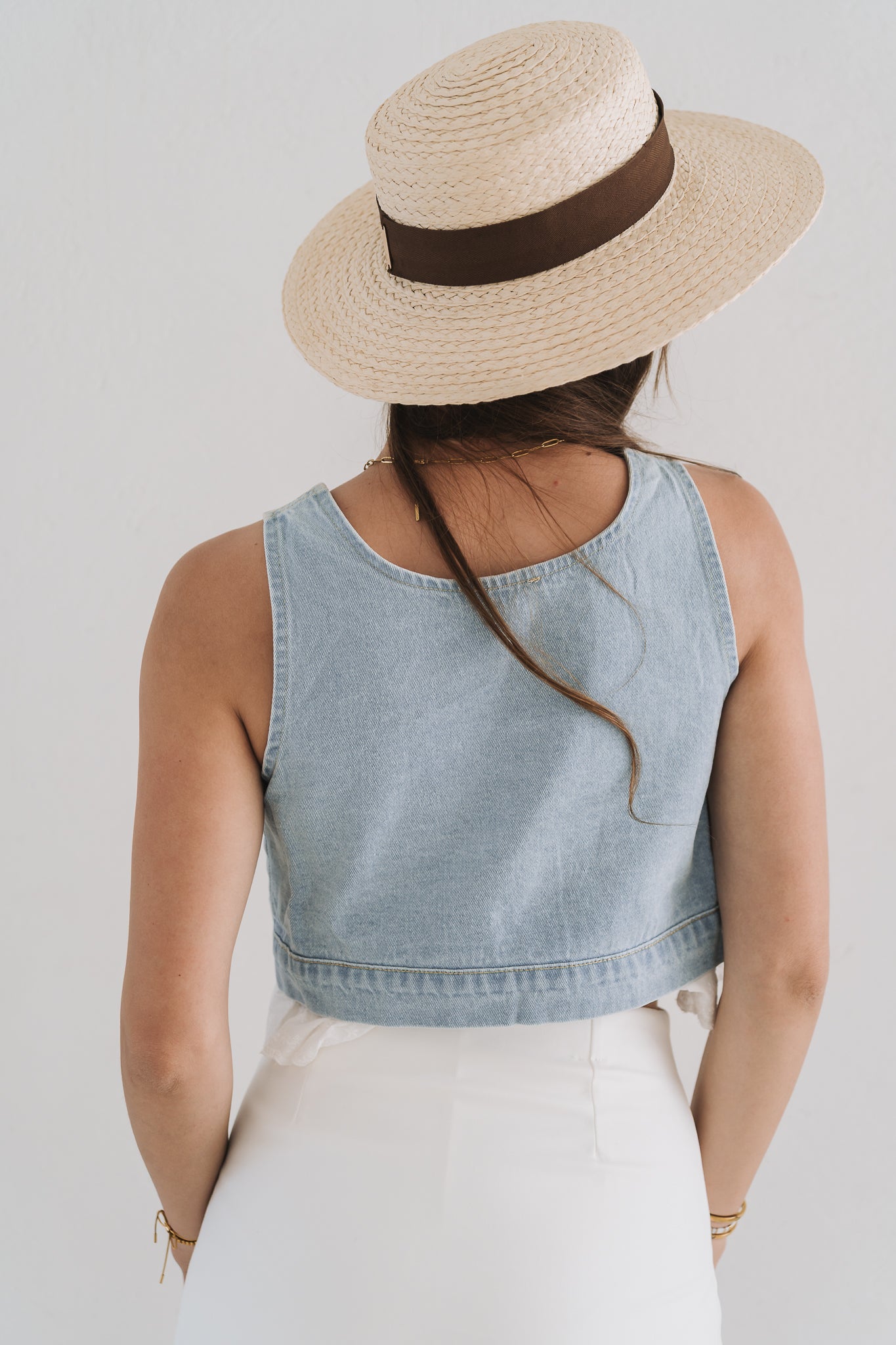 Red Flower Waistcoat Denim