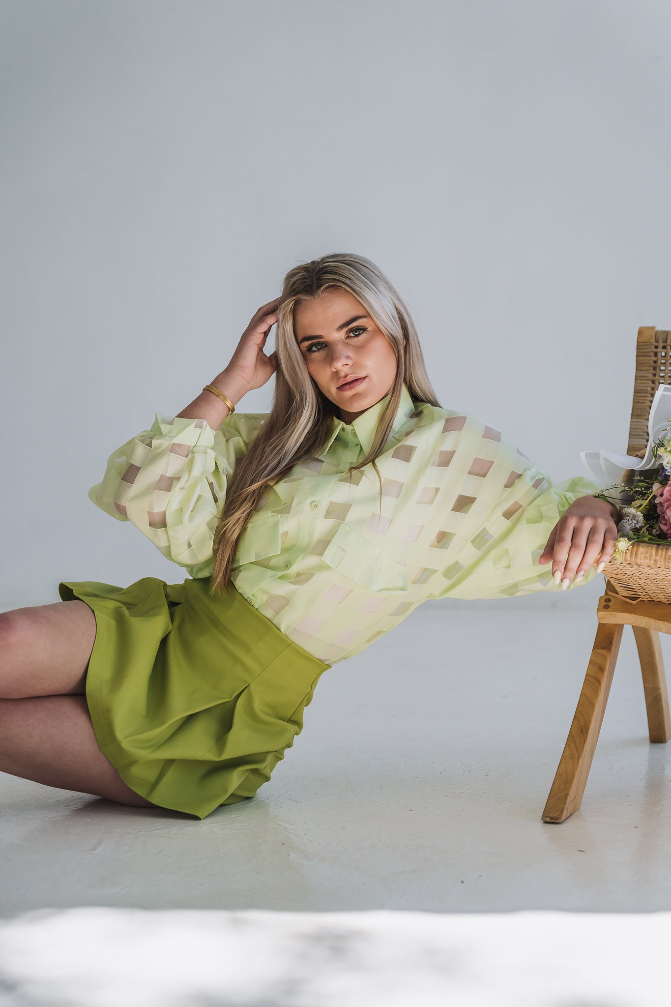 Square Blouse Lime