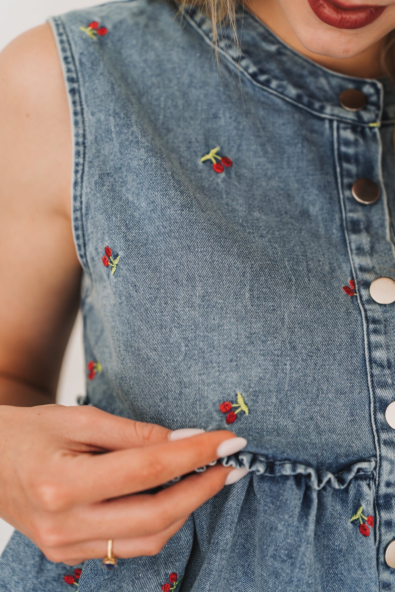 Cherry Denim Top