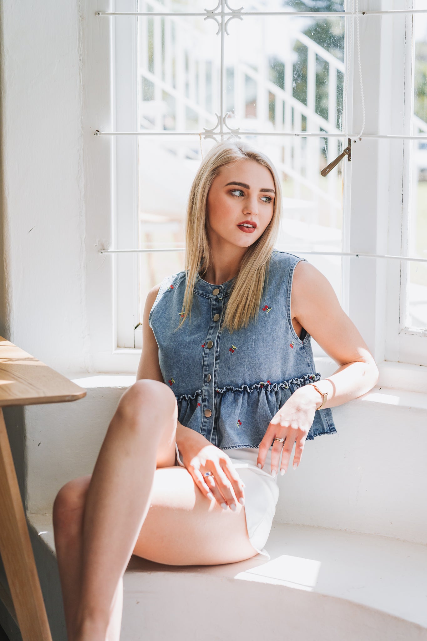 Cherry Denim Top