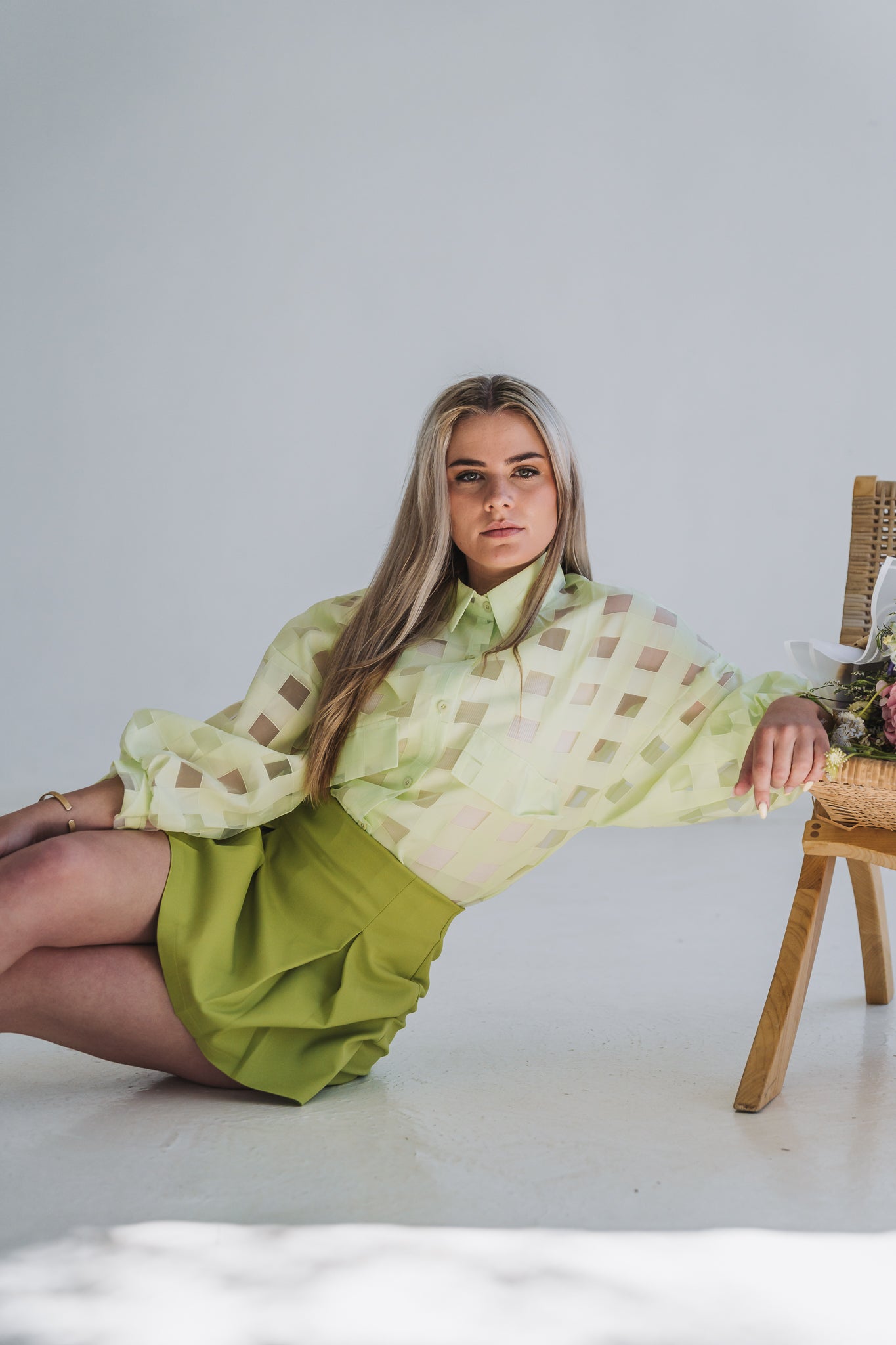 Square Blouse Lime