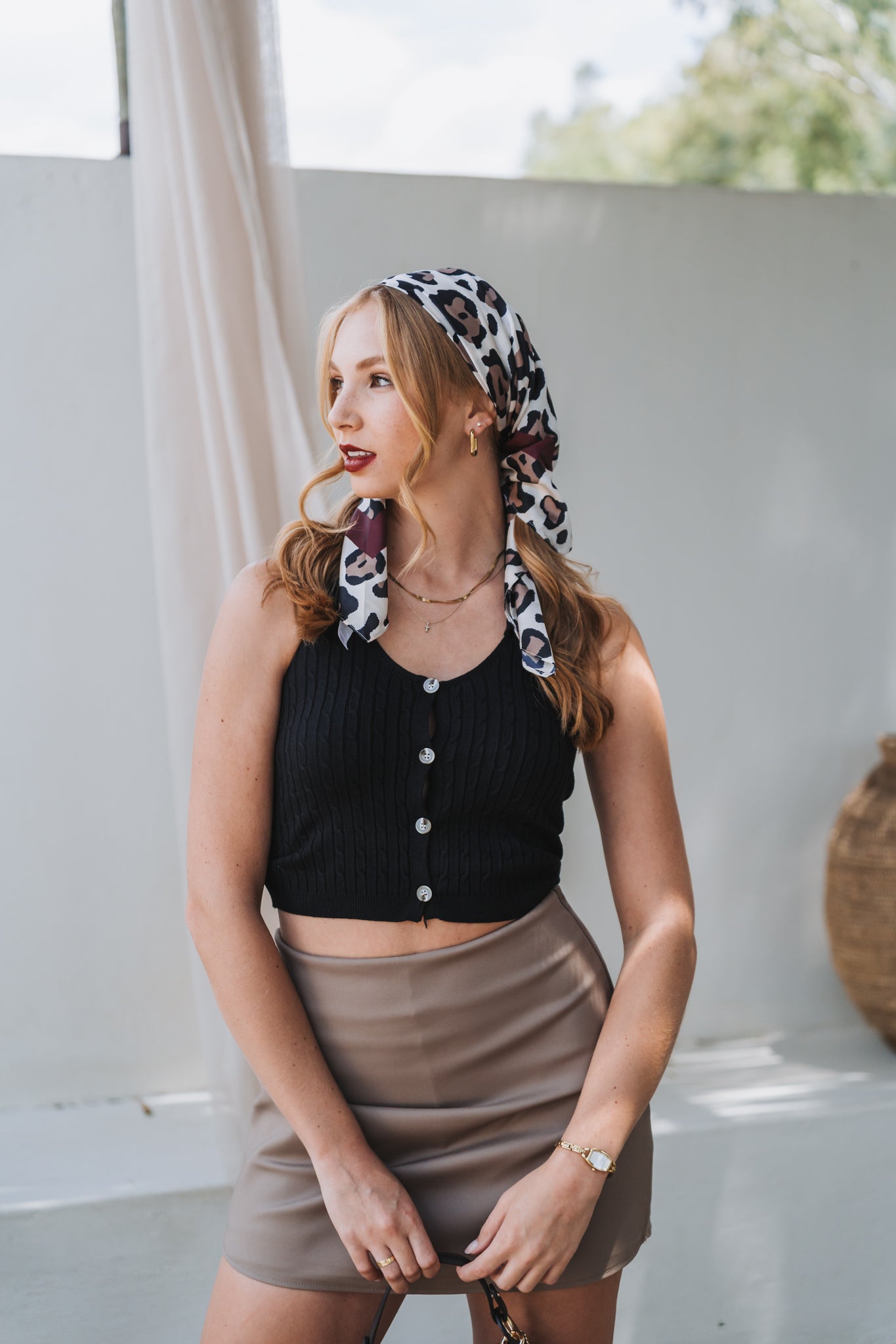 Knit Crop Waistcoat Black