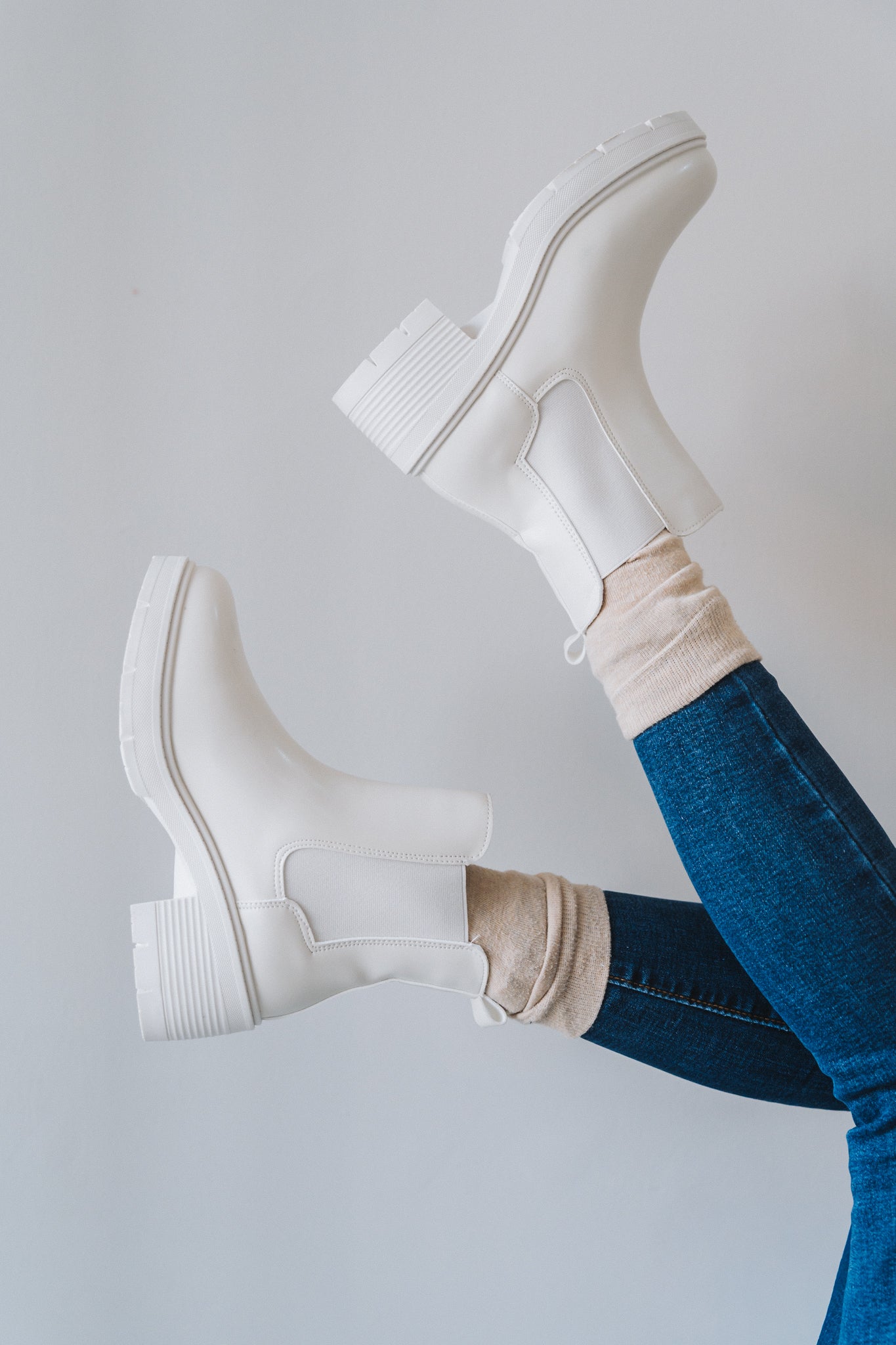 Block Heel Chelsea Boot Cream