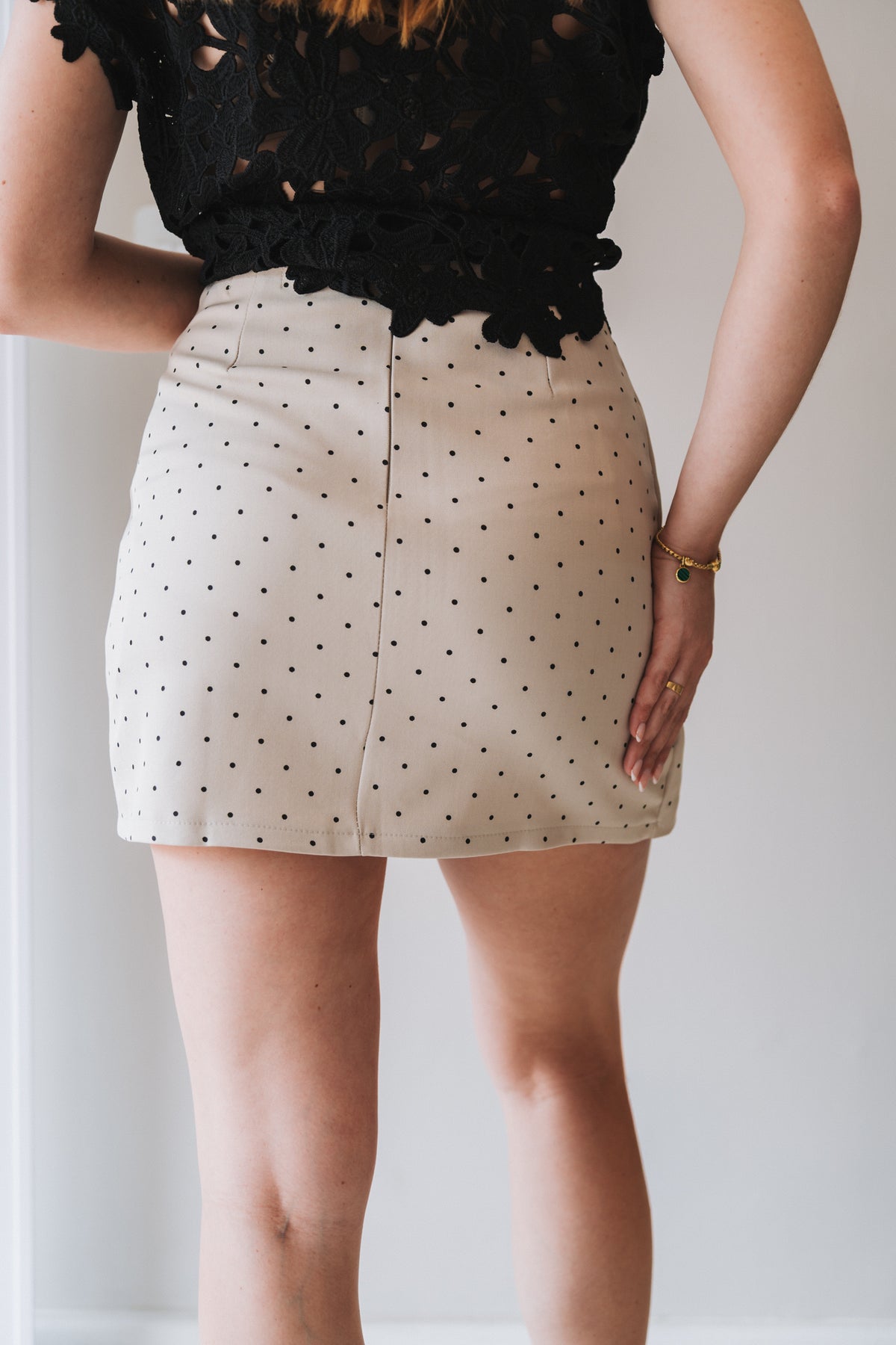Tiny Polka Skirt Cream