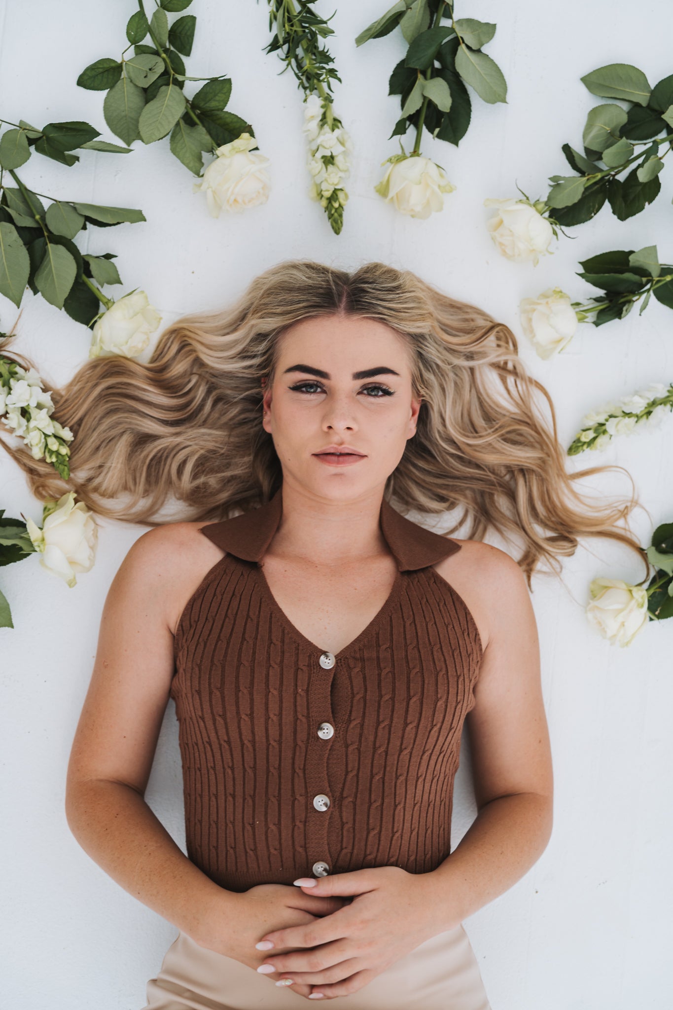 Knit Crop Waistcoat Brown