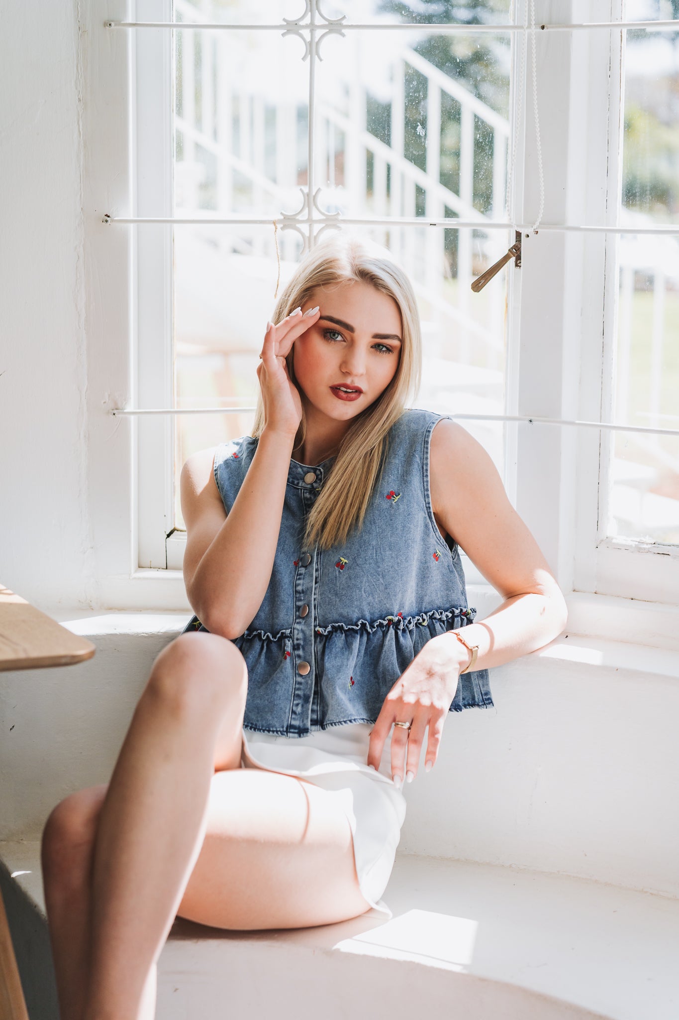 Cherry Denim Top