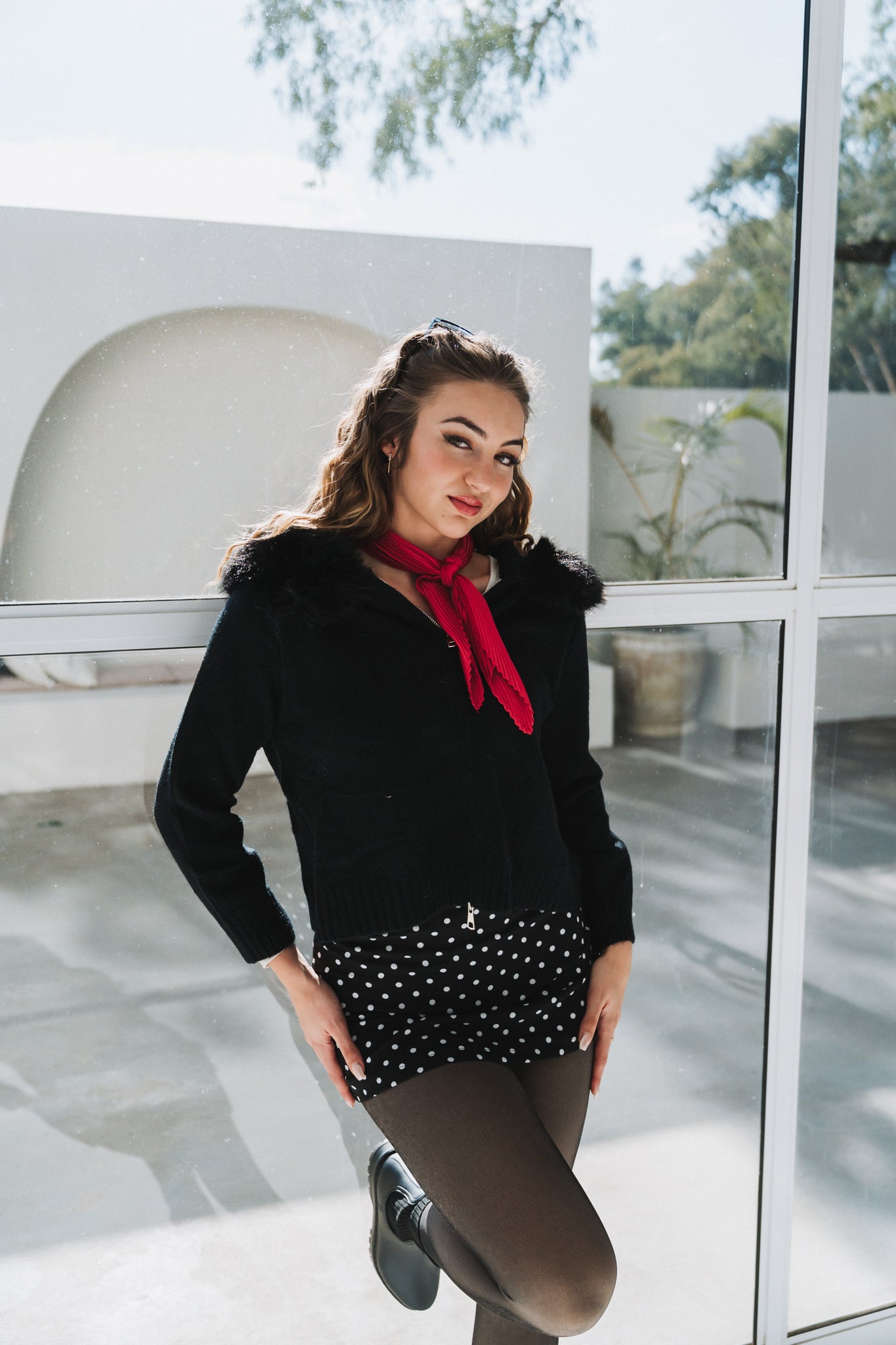 Polka Skort Black