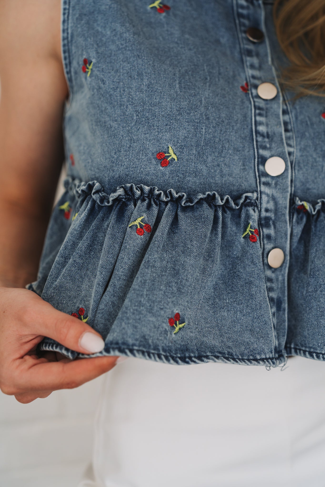 Cherry Denim Top