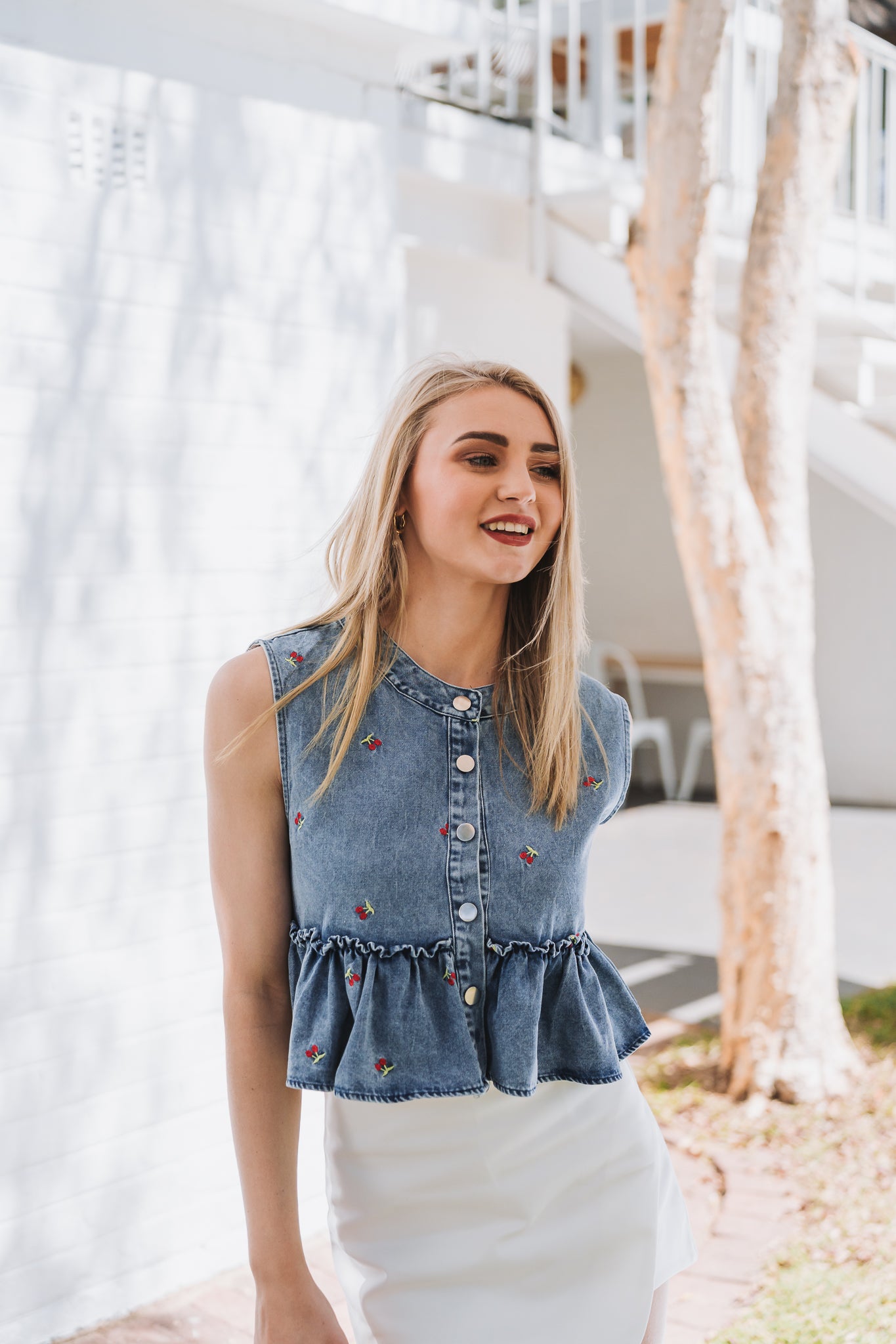 Cherry Denim Top