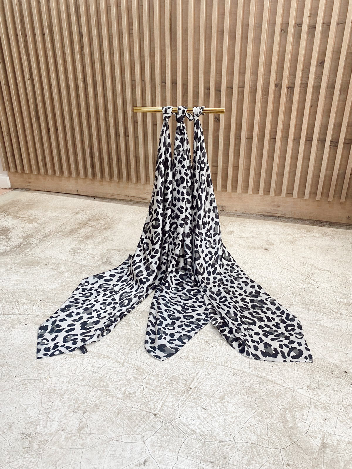 Silk Scarf Grey Print