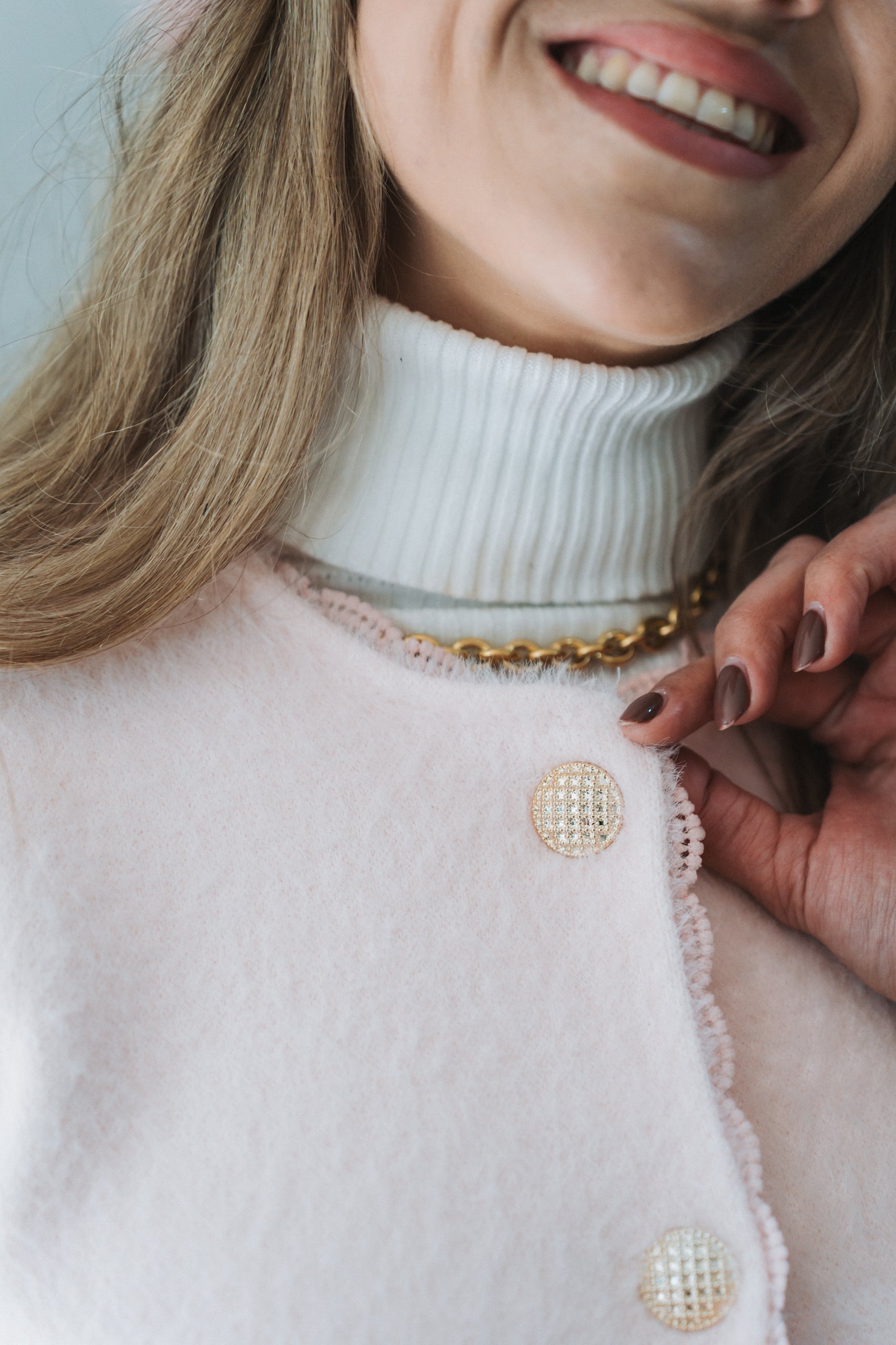 Lace Trim Cardi Pink