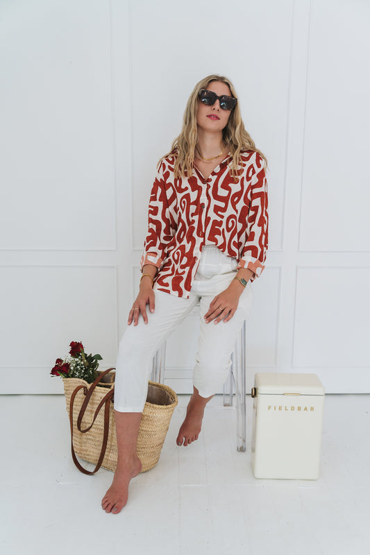 Viscose Blouse Rust Print