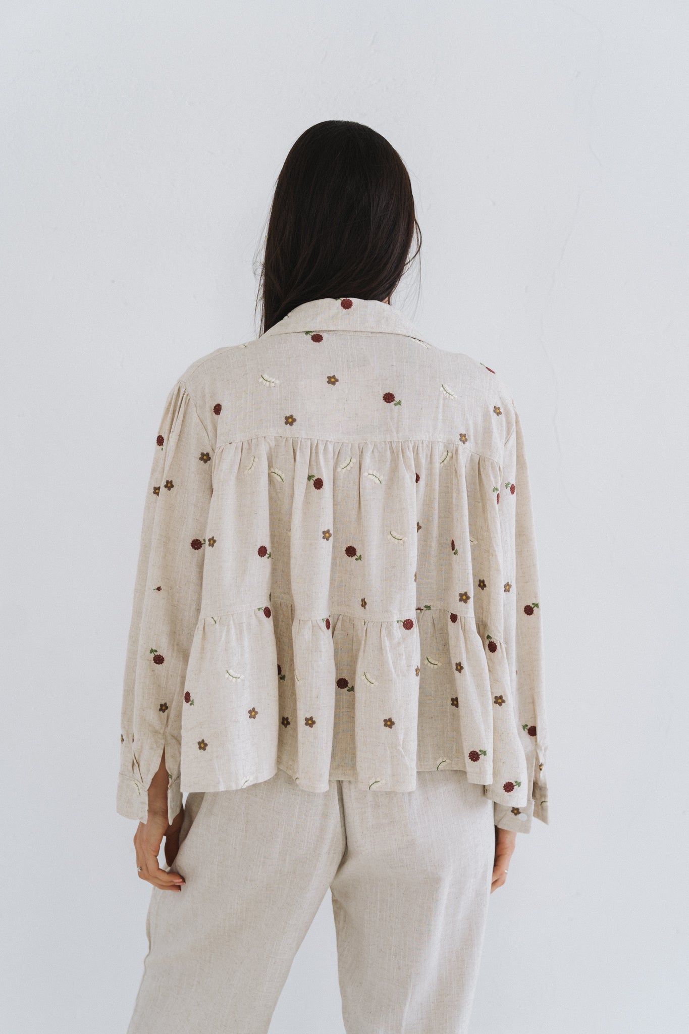Lino Set Blouse Stone | One Size / Fits 32-36