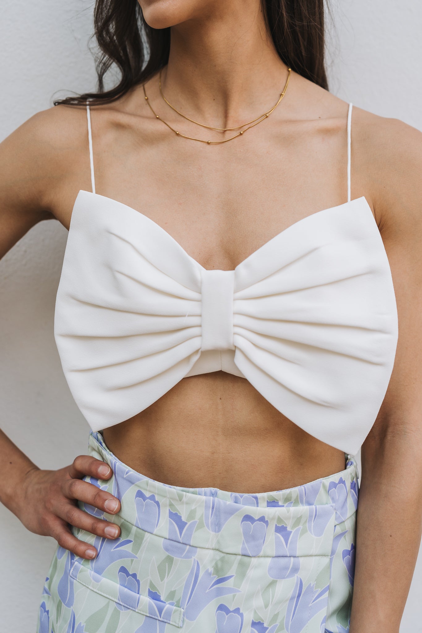 Bow Crop Top White