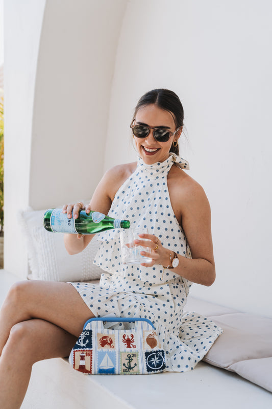 Polka Halter Top Blue | One Size/ Fits 30-34