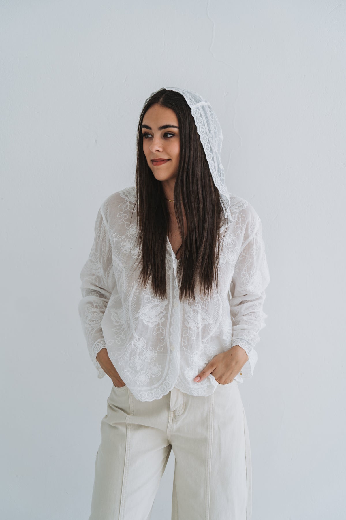 Anglaise Hoodie White | One Size / Fits 30-36