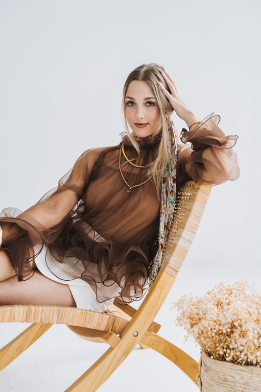 Sabrina Mesh Top Brown | One Size / Fits 30-34