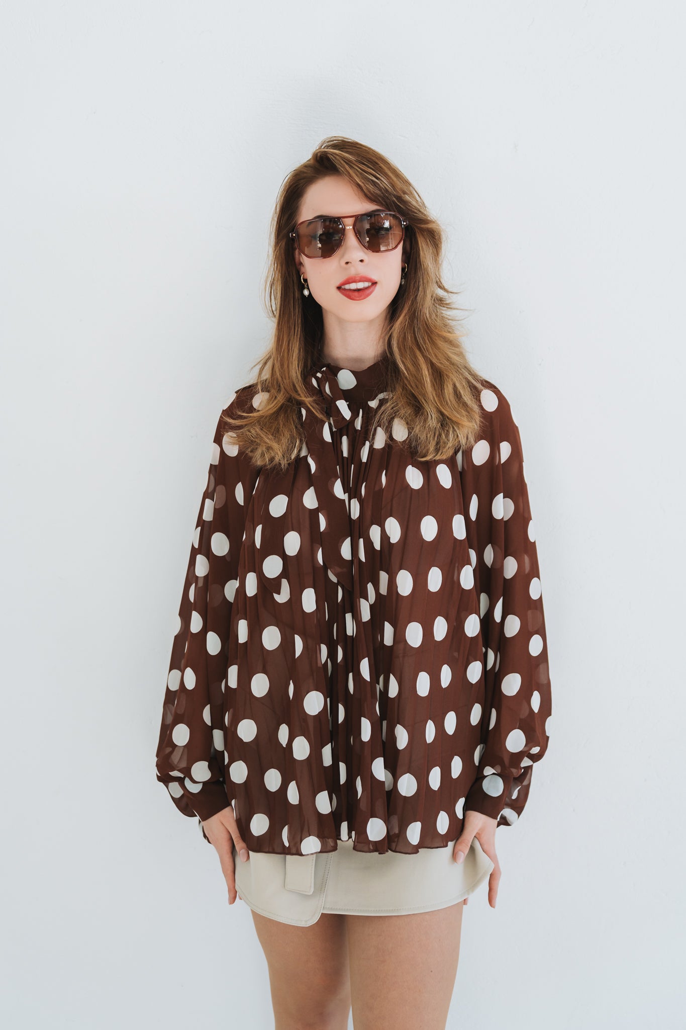 Polka Top Brown