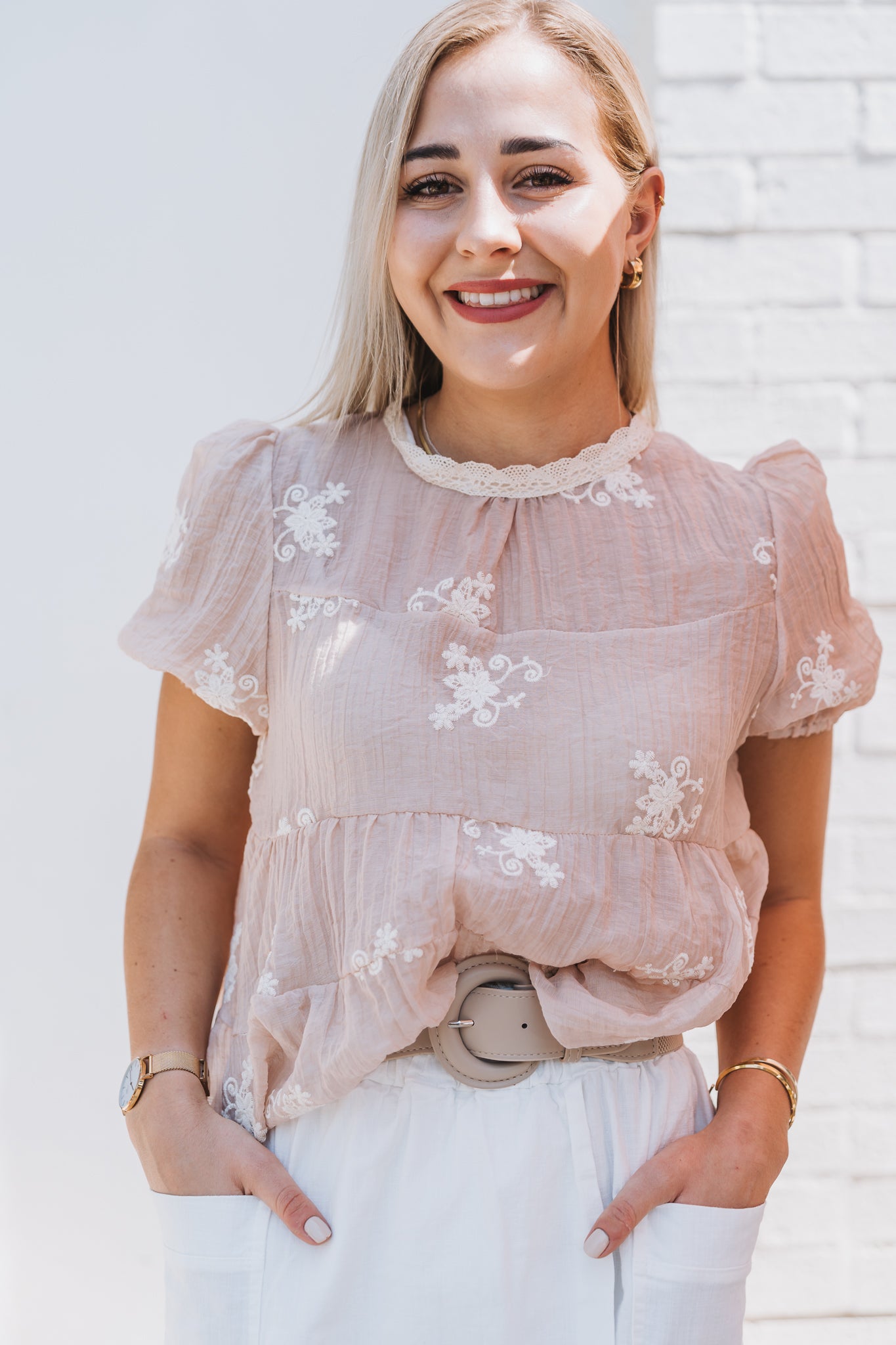 Flora Crochet Top Dusty Pink