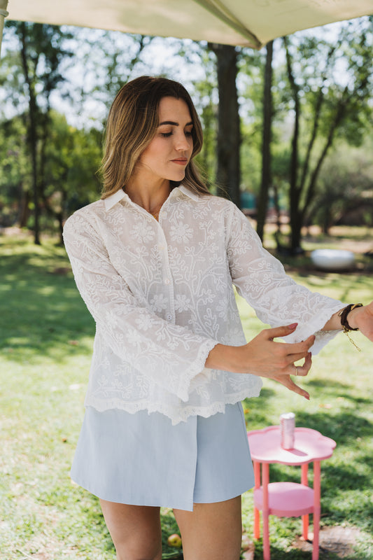 Ava Blouse White| One Size/ Fits 30-34