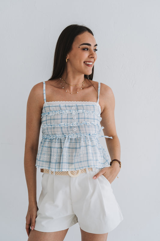Gingham Top Blue | One Size / Fits 30-32