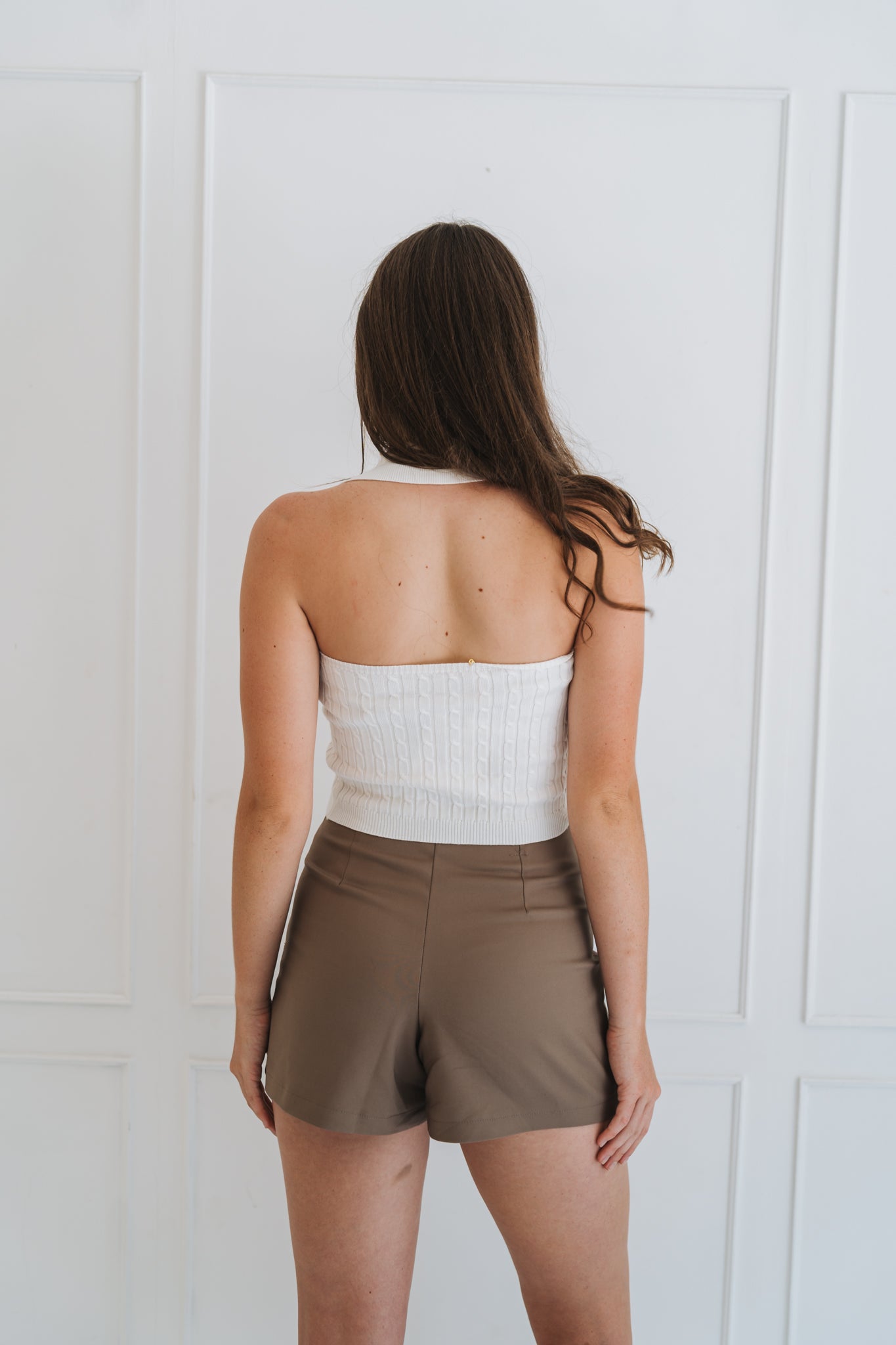 Knit Crop Waistcoat White