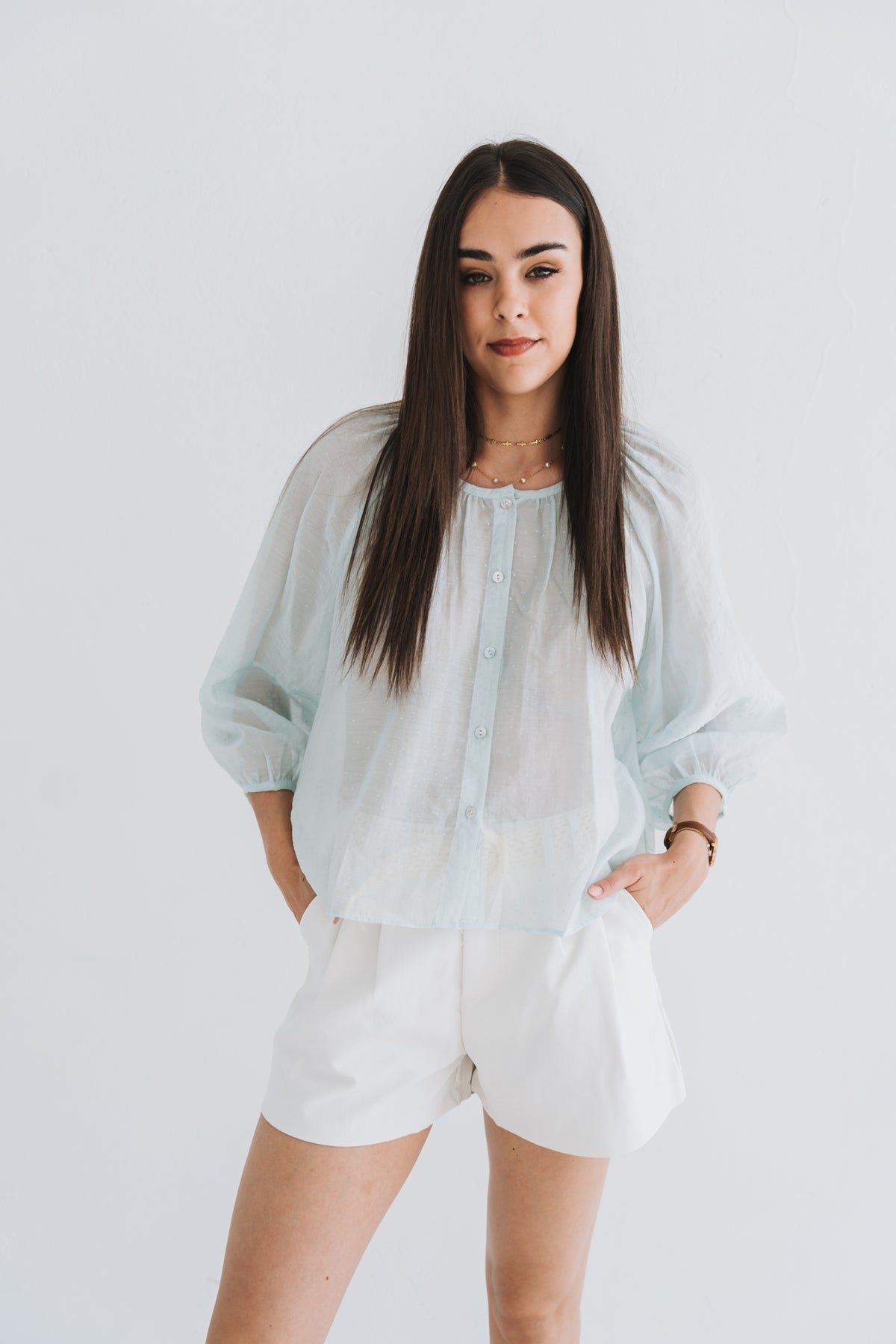 Tiny Polka Blouse Blue | One Size / Fits 30-34