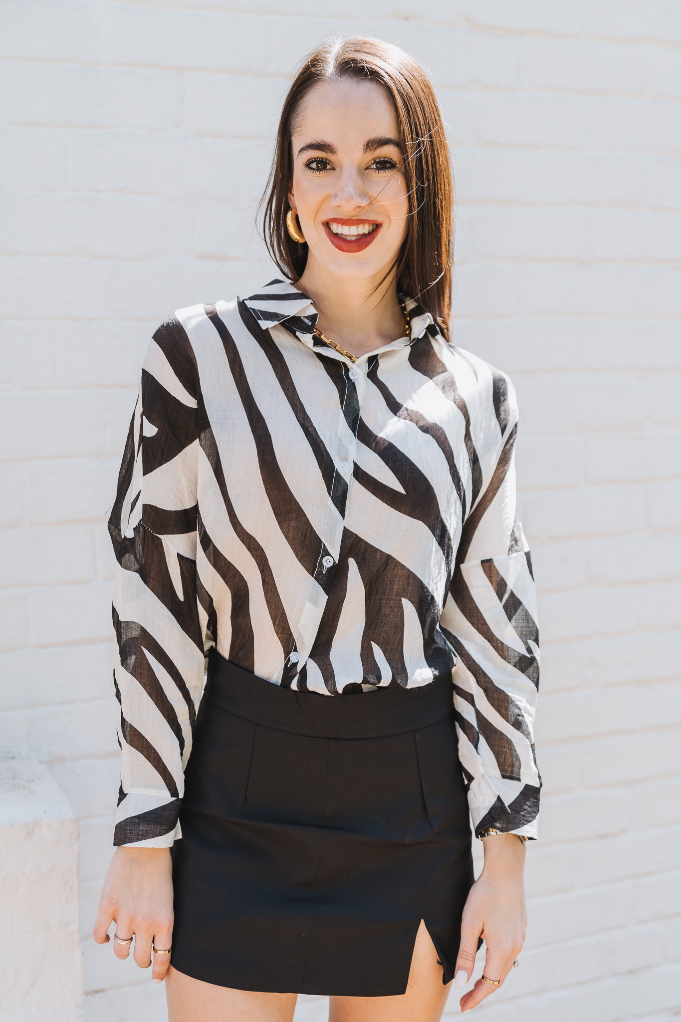 Wild Print Blouse Black