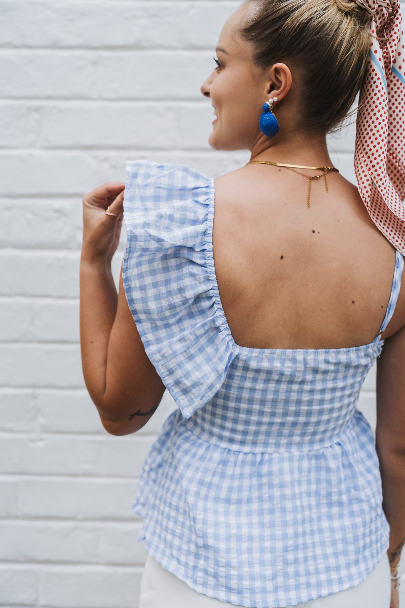 Picnic Frill Top Blue