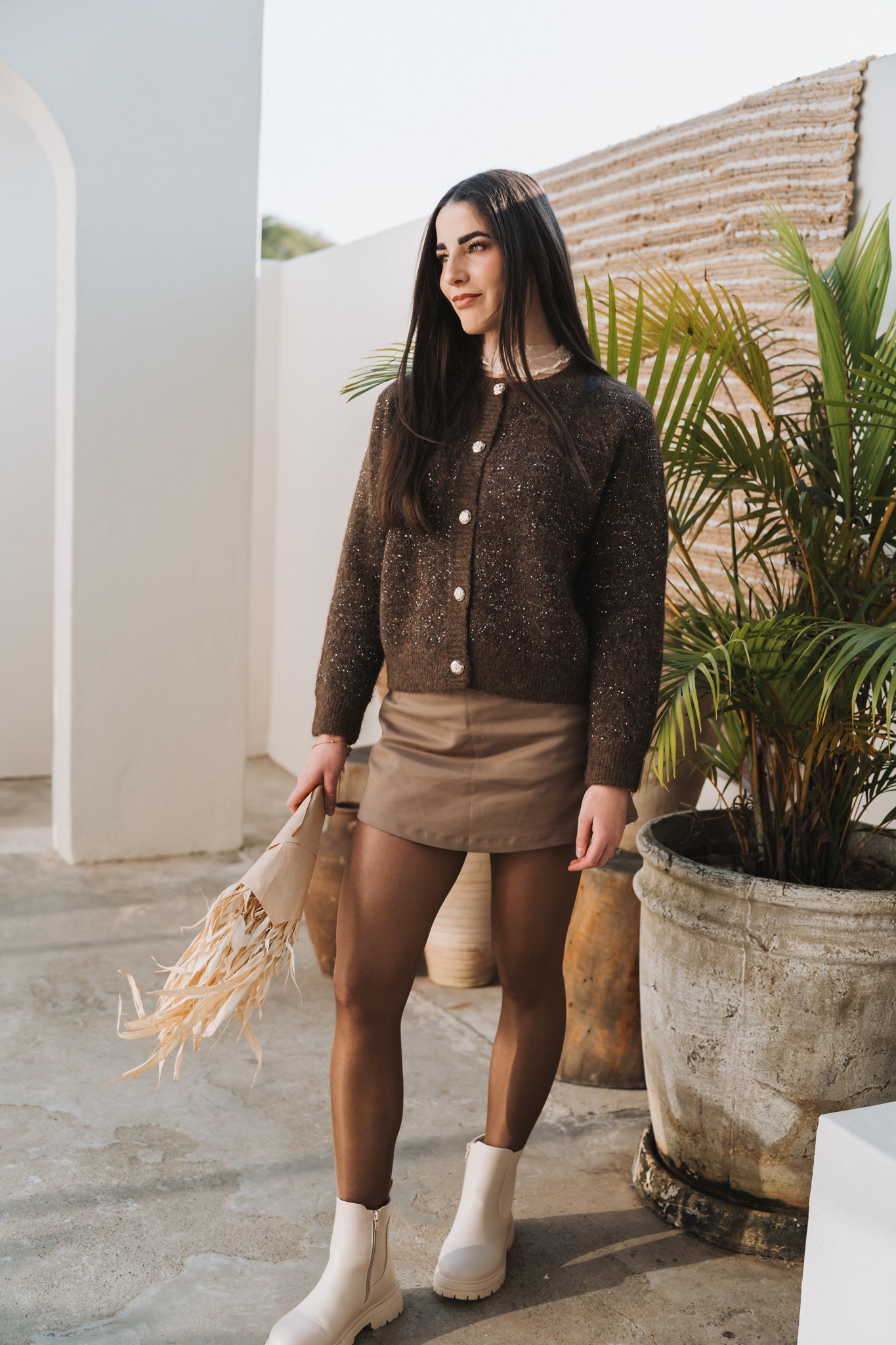 Glitsy Cardigan Brown | One Size / Fits 30-34