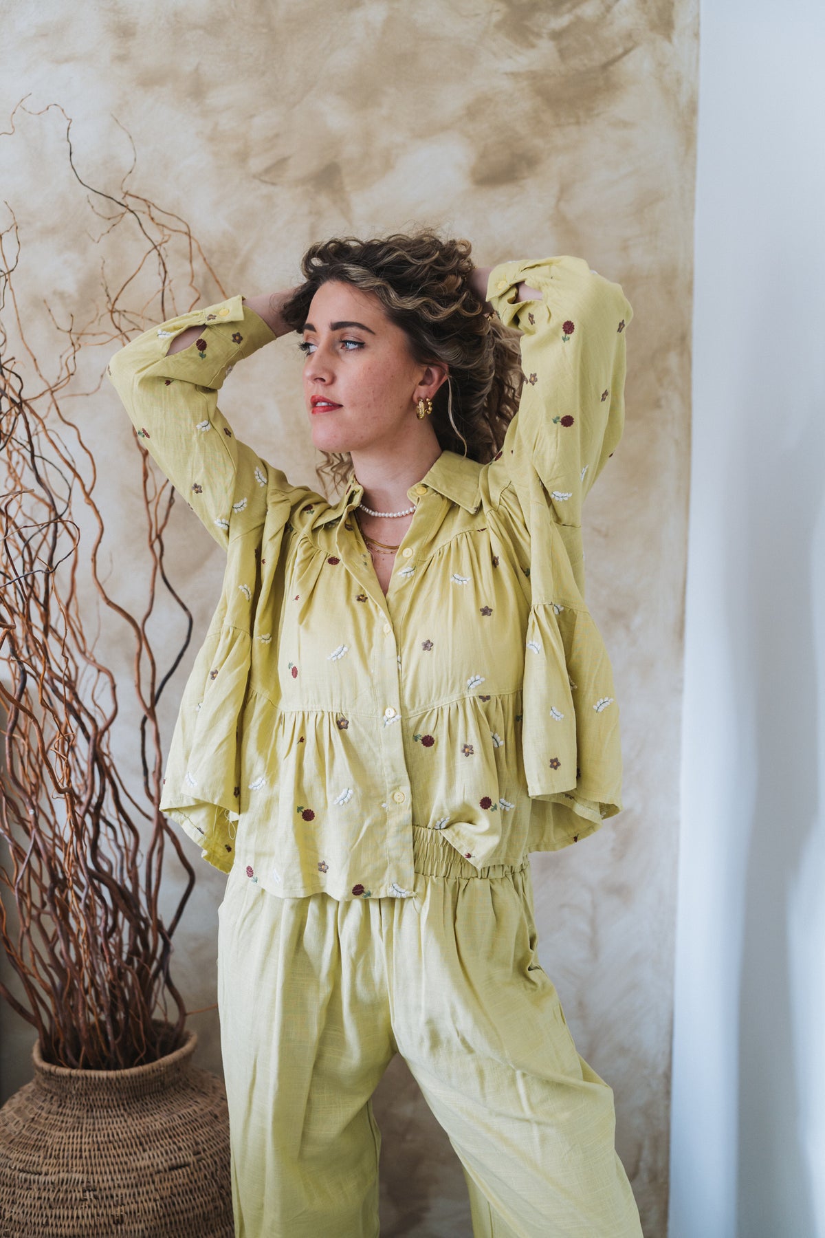 Lino Set Blouse Yellow | One Size / Fits 32-36