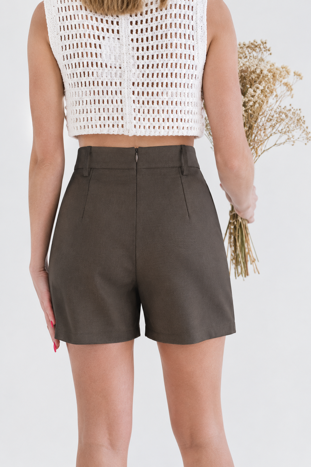 Double Belt Skirt Brown
