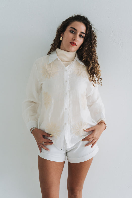 Embossed Blouse White