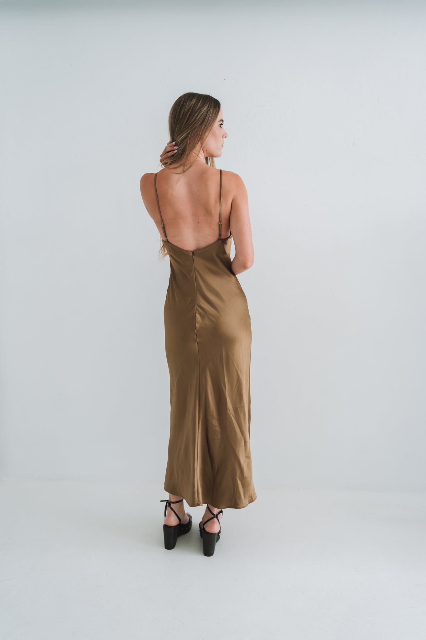 Copper Slip Dress | Available in Sizes S, M, L