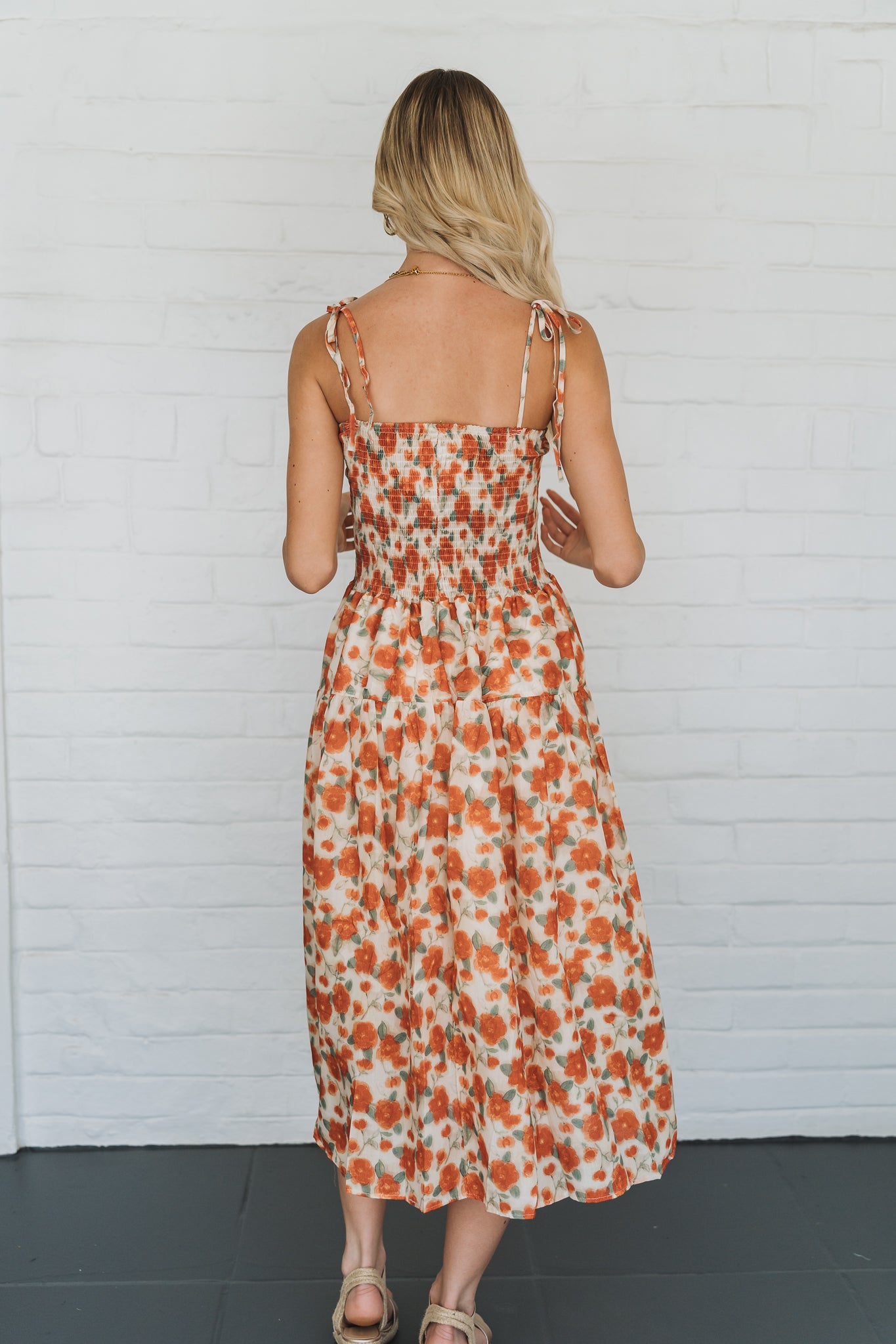 Boho Floral Dress Rust