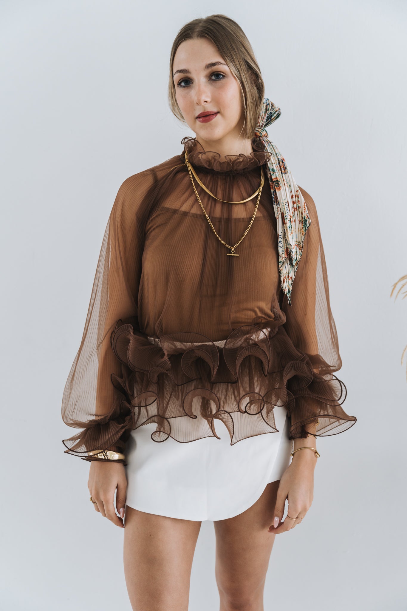 Sabrina Mesh Top Brown | One Size / Fits 30-34