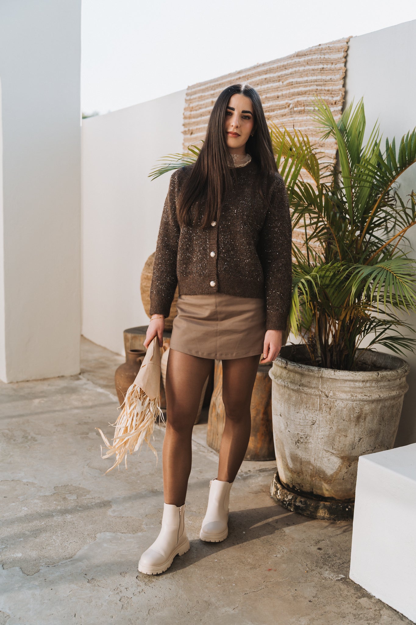 Glitsy Cardigan Brown | One Size / Fits 30-34