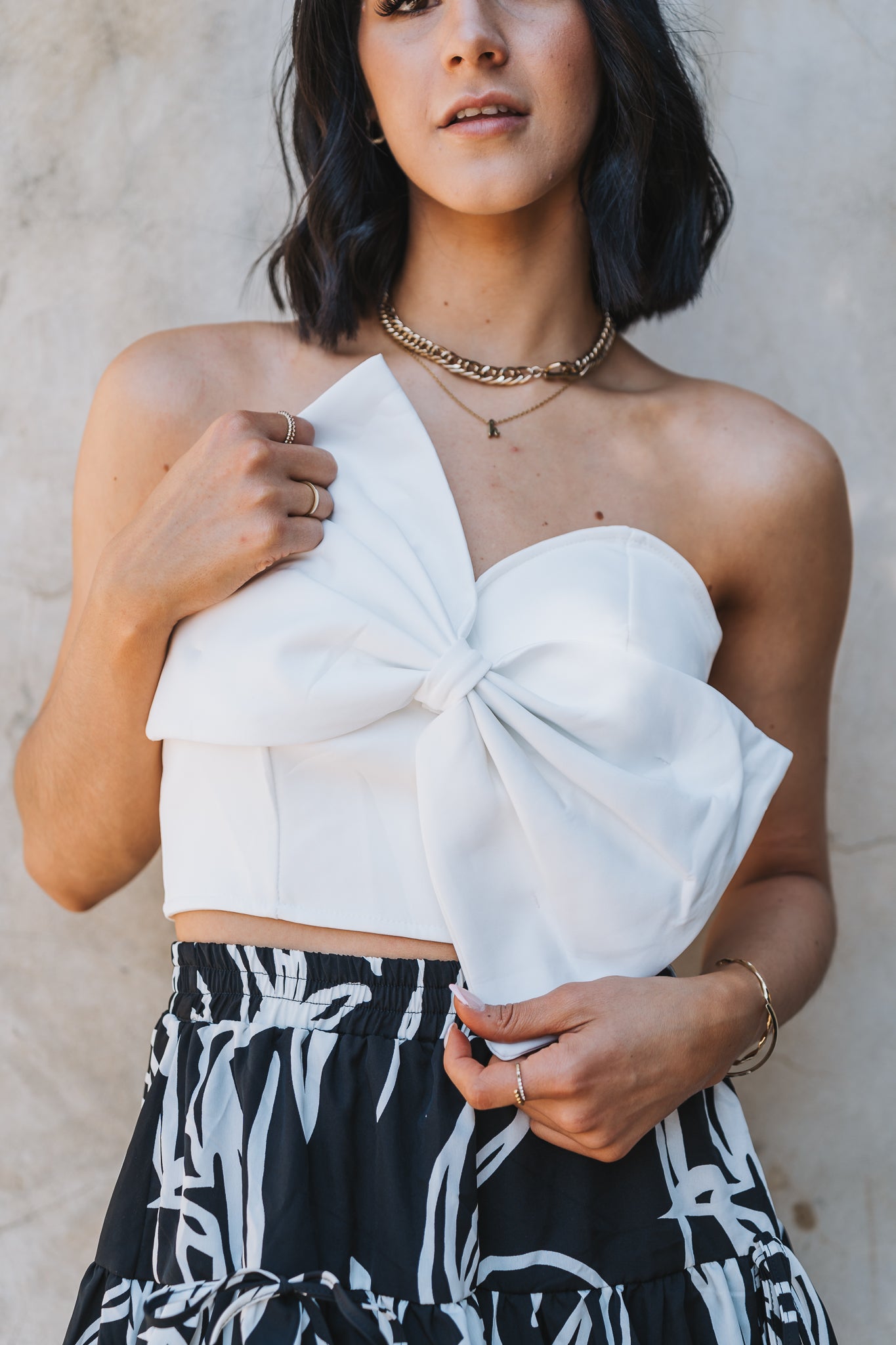 Bow Boobtube Top White