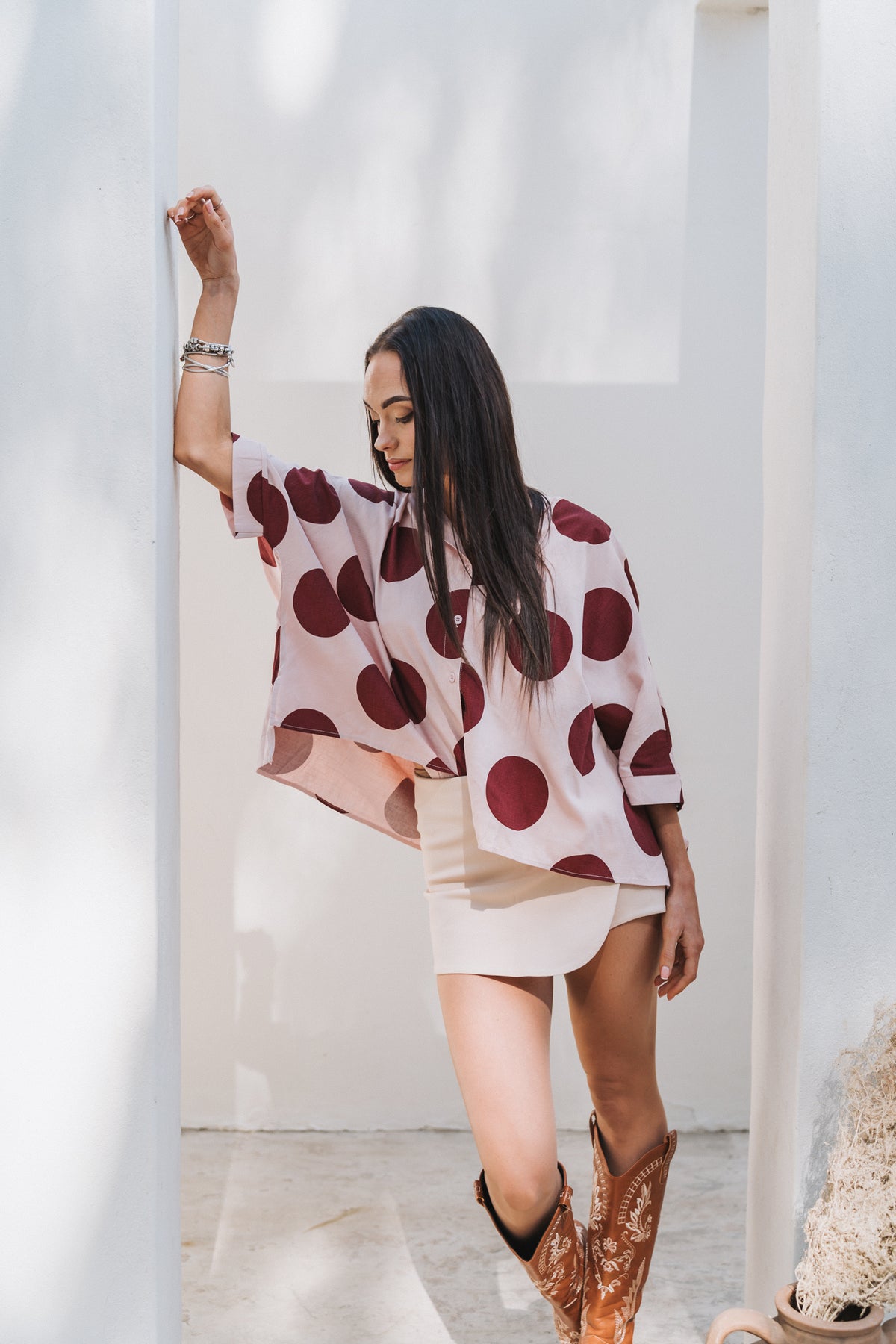 Large Polka Blouse Pink | One Size / 32-38