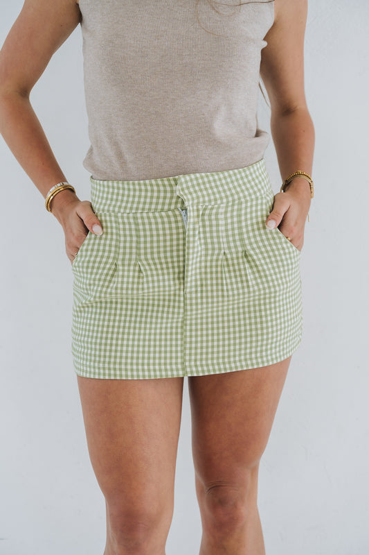 Gingham Skort Lime