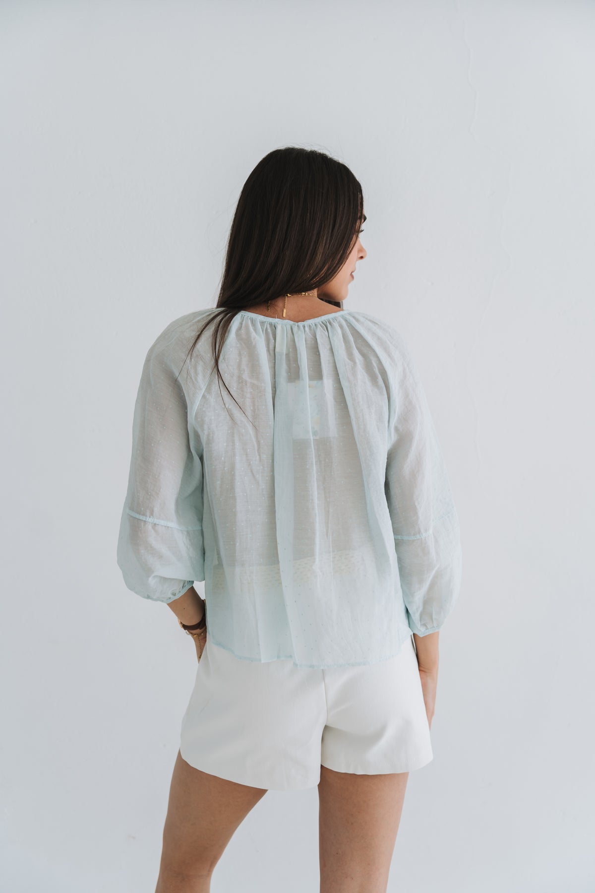 Tiny Polka Blouse Blue | One Size / Fits 30-34