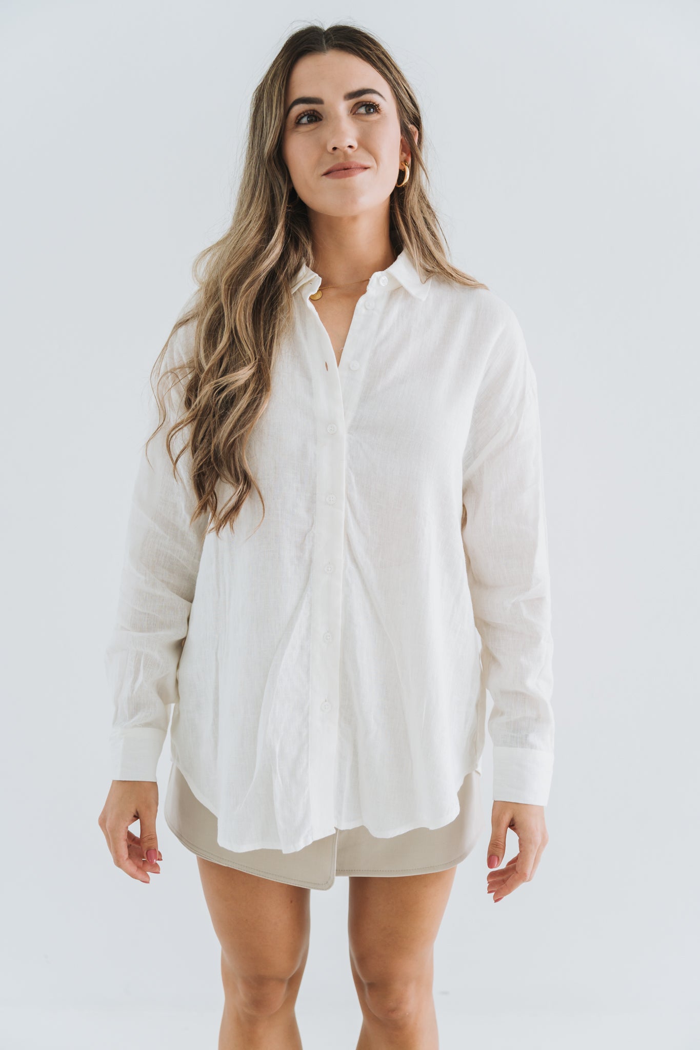 Linen Blouse White | One Size / Fits 30-34