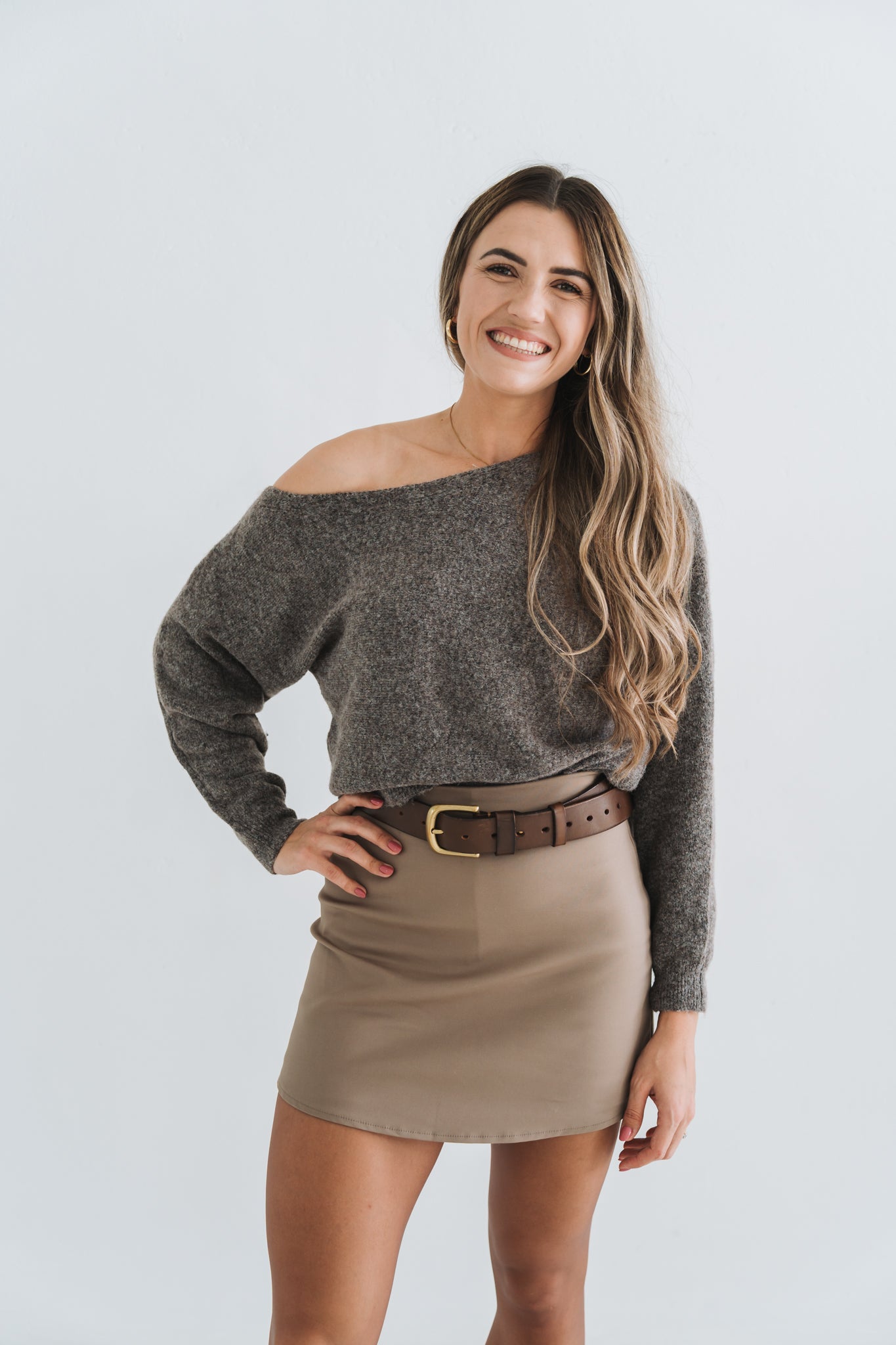 Open Shoulder Knit Brown | Available Size M-L