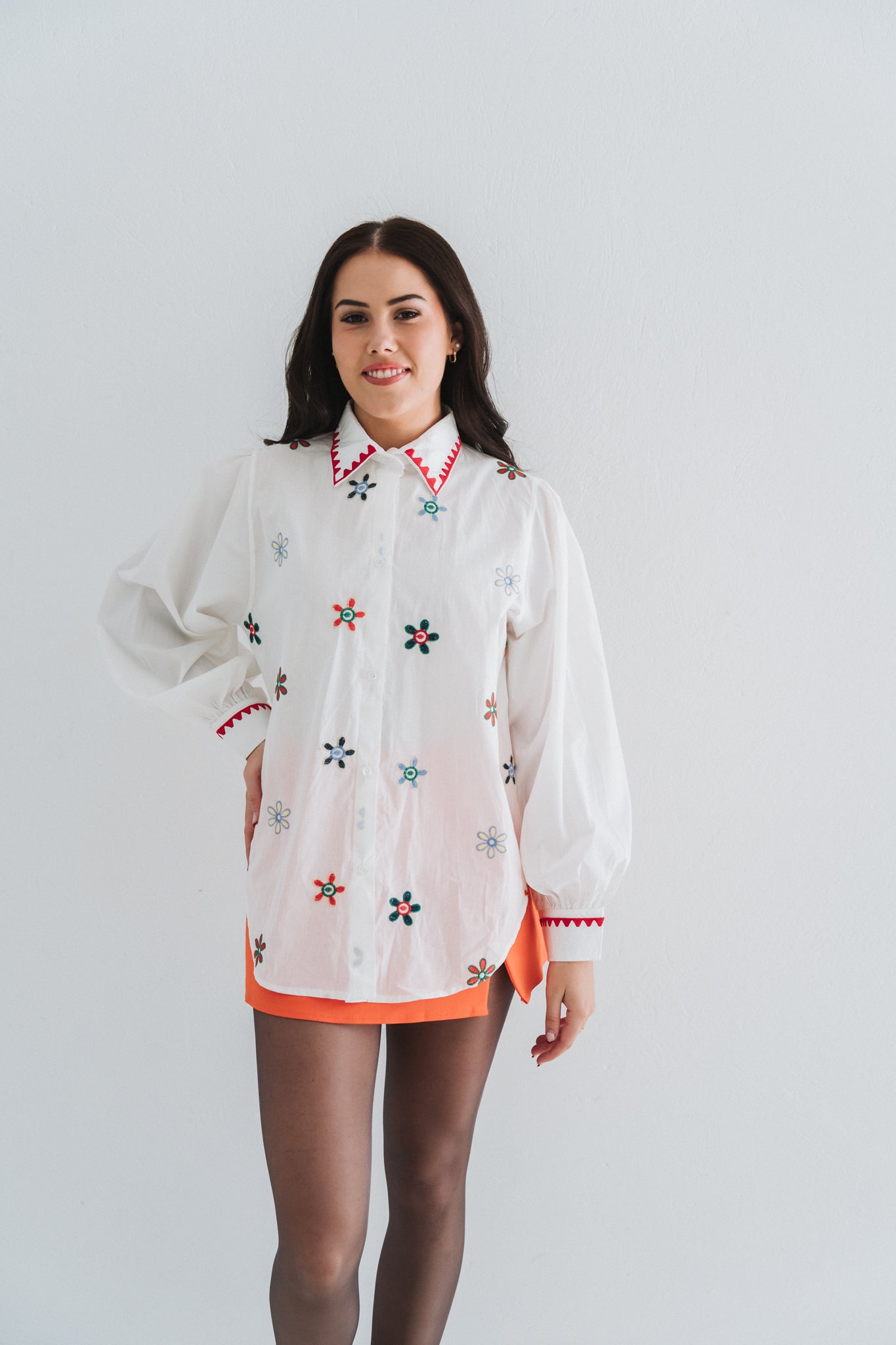 Floral Embossed Blouse | One Size 32-36