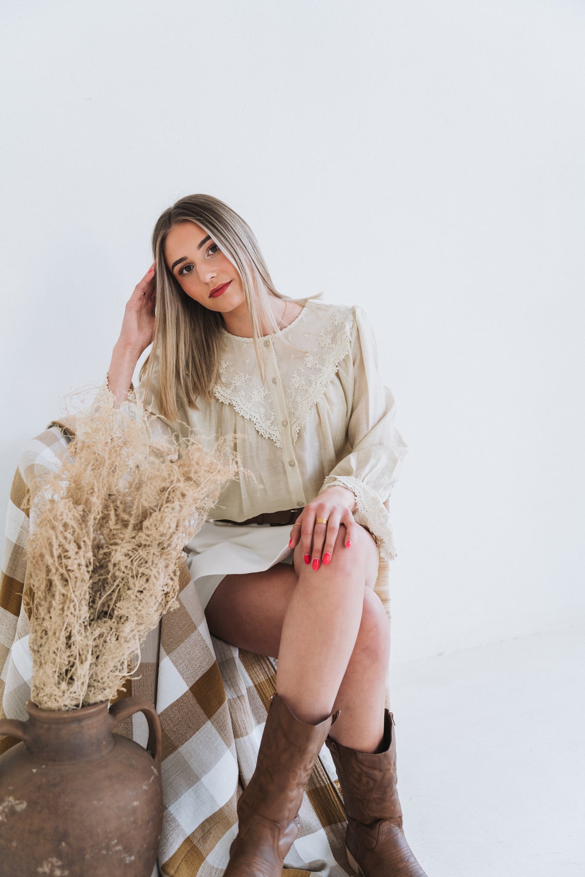 Olive Lace Blouse | One Size / Fits 32-36